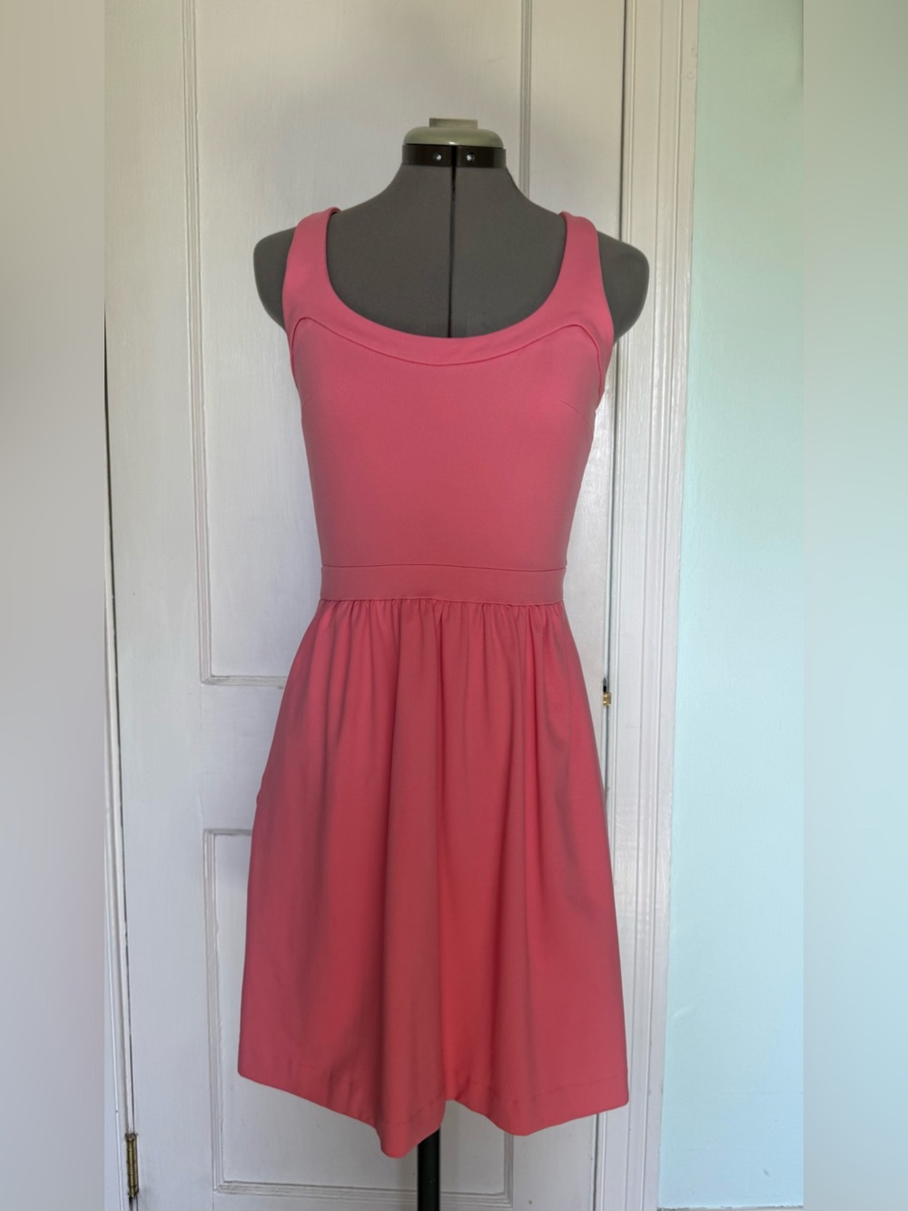 Cynthia Rowley Coral Pink Scoop-Neck Mini Dress